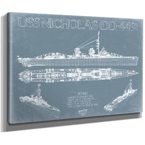 Bella Frye Home & Garden > Decor > Artwork USS Nicholas (DD-449) Blueprint Wall Art - Original Destroyer Print