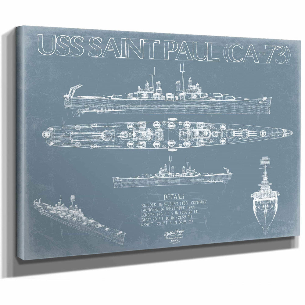 Bella Frye Home & Garden > Decor > Artwork USS Saint Paul (CA-73) Blueprint Wall Art - Original Cruiser Print