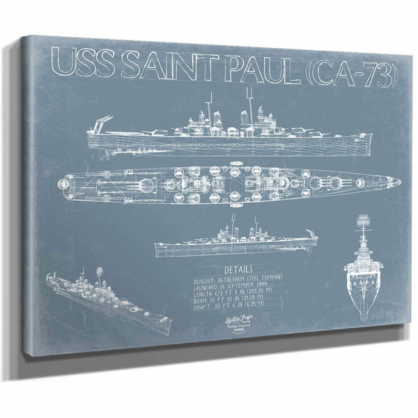 Bella Frye Home & Garden > Decor > Artwork USS Saint Paul (CA-73) Blueprint Wall Art - Original Cruiser Print