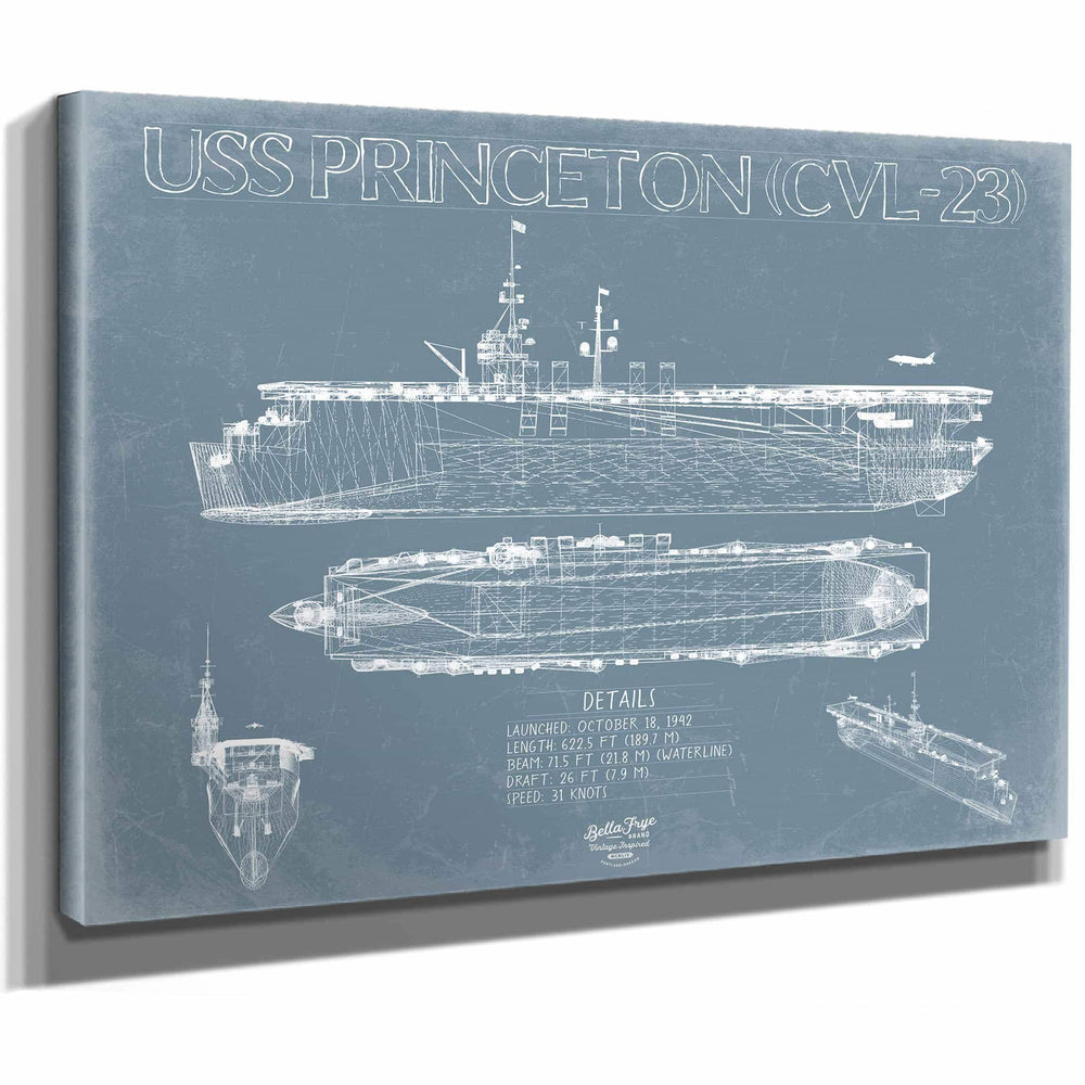 Bella Frye Home & Garden > Decor > Artwork USS Princeton (CVL-23) Blueprint Wall Art - Original Carrier Print