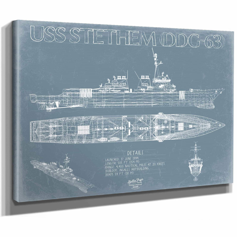 Bella Frye Home & Garden > Decor > Artwork USS Stethem (DDG-63) Blueprint Wall Art - Original Destroyer Print