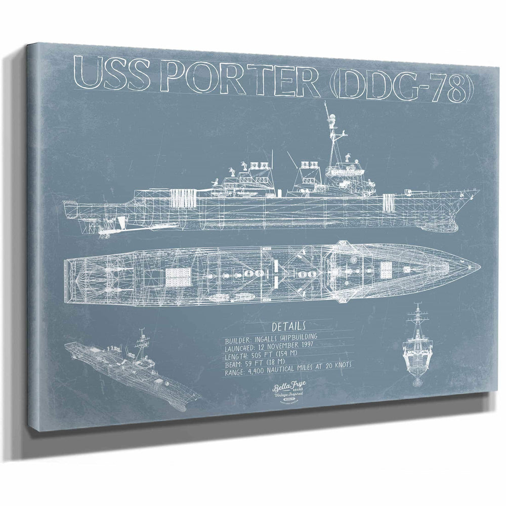 Bella Frye Home & Garden > Decor > Artwork USS Porter (DDG-78) Blueprint Wall Art - Original Destroyer Print