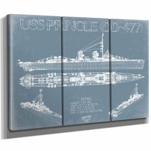 Bella Frye Home & Garden > Decor > Artwork USS Pringle (DD-477) Blueprint Wall Art - Original Destroyer Print
