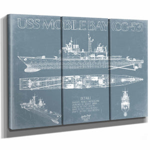 Bella Frye Home & Garden > Decor > Artwork USS Mobile Bay (CG-53) Blueprint Wall Art - Original Cruiser Print