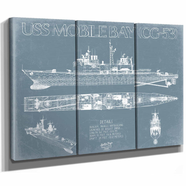 Bella Frye Home & Garden > Decor > Artwork USS Mobile Bay (CG-53) Blueprint Wall Art - Original Cruiser Print