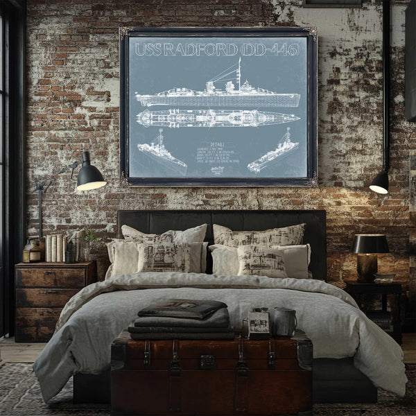 Bella Frye Home & Garden > Decor > Artwork USS Radford (DD-446) Blueprint Wall Art - Original Destroyer Print