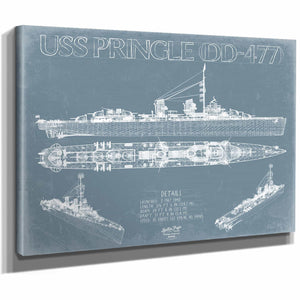 Bella Frye Home & Garden > Decor > Artwork USS Pringle (DD-477) Blueprint Wall Art - Original Destroyer Print
