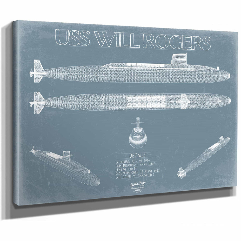 Bella Frye Home & Garden > Decor > Artwork USS Will Rogers (SSBN-659) Blueprint Wall Art - Original Submarine Print