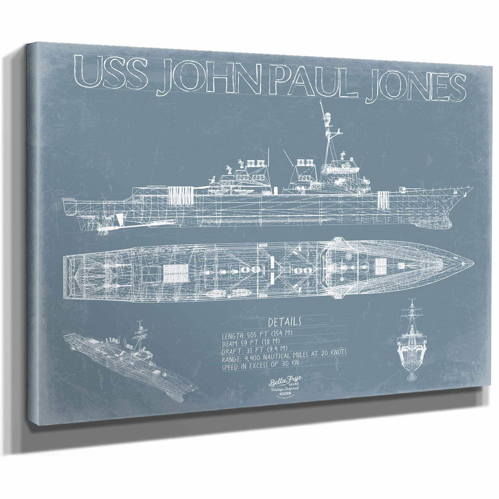 Bella Frye Home & Garden > Decor > Artwork USS John Paul Jones (DDG-53) Blueprint Wall Art - Original Destroyer Print
