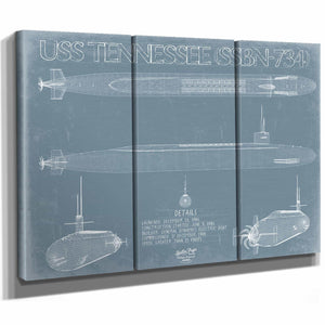 Bella Frye Home & Garden > Decor > Artwork USS Tennessee (SSBN-734) Blueprint Wall Art - Original Submarine Print