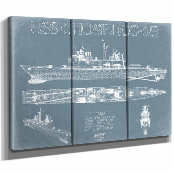 Bella Frye Home & Garden > Decor > Artwork USS Chosin (CG-65) Blueprint Wall Art - Original Cruiser Print