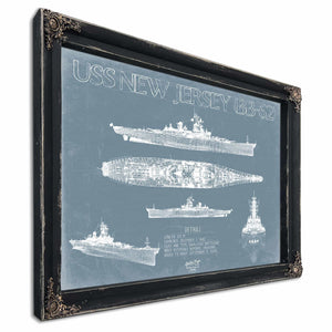 Bella Frye Home & Garden > Decor > Artwork USS New Jersey (BB-62) Blueprint Wall Art - Original Battleship Print