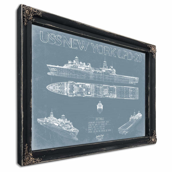 Bella Frye Home & Garden > Decor > Artwork USS New York (LPD-21) Blueprint Wall Art - Original Amphibious Transport Dock Print