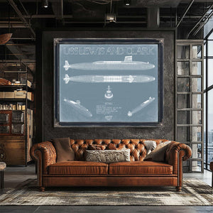 Bella Frye Home & Garden > Decor > Artwork USS Lewis and Clark (SSBN-644) Blueprint Wall Art - Original Submarine Print