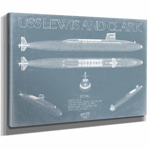 Bella Frye Home & Garden > Decor > Artwork USS Lewis and Clark (SSBN-644) Blueprint Wall Art - Original Submarine Print