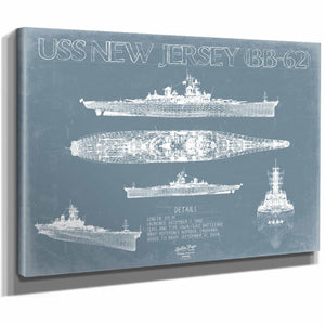 Bella Frye Home & Garden > Decor > Artwork USS New Jersey (BB-62) Blueprint Wall Art - Original Battleship Print