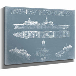 Bella Frye Home & Garden > Decor > Artwork USS New York (LPD-21) Blueprint Wall Art - Original Amphibious Transport Dock Print