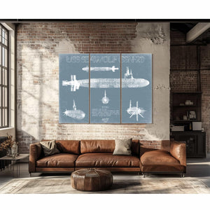 Bella Frye Home & Garden > Decor > Artwork USS Seawolf (SSN-21) Blueprint Wall Art - Original Submarine Print