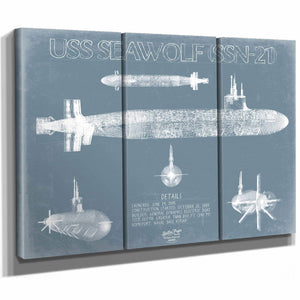 Bella Frye Home & Garden > Decor > Artwork USS Seawolf (SSN-21) Blueprint Wall Art - Original Submarine Print