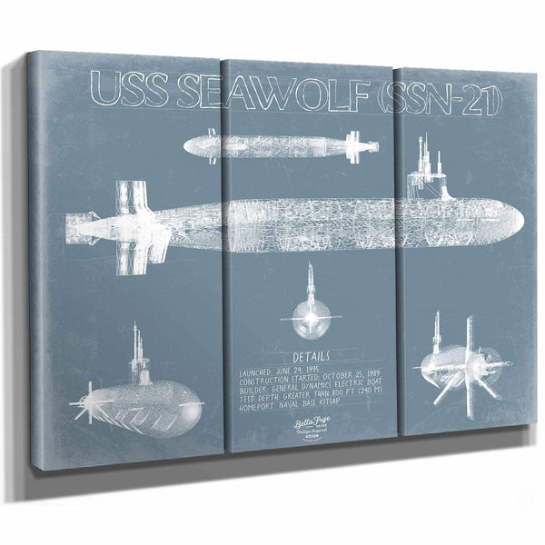 Bella Frye Home & Garden > Decor > Artwork USS Seawolf (SSN-21) Blueprint Wall Art - Original Submarine Print