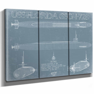 Bella Frye Home & Garden > Decor > Artwork USS Florida (SSGN-728) Blueprint Wall Art - Original Submarine Print