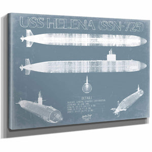 Bella Frye Home & Garden > Decor > Artwork USS Helena (SSN-725) Blueprint Wall Art - Original Submarine Print