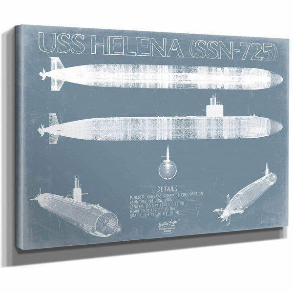 Bella Frye Home & Garden > Decor > Artwork USS Helena (SSN-725) Blueprint Wall Art - Original Submarine Print