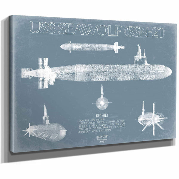 Bella Frye Home & Garden > Decor > Artwork USS Seawolf (SSN-21) Blueprint Wall Art - Original Submarine Print
