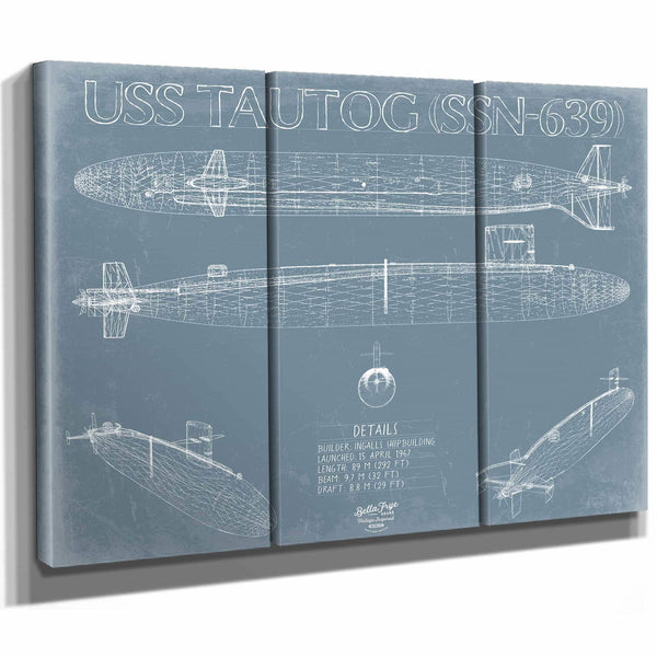 Bella Frye Home & Garden > Decor > Artwork USS Tautog (SSN-639) Blueprint Wall Art - Original Nuclear-powered Attack Submarine Print