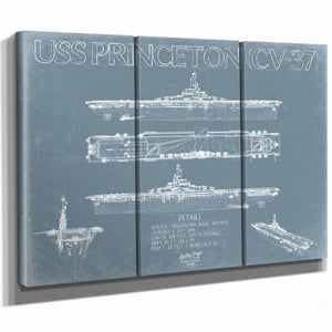 Bella Frye Home & Garden > Decor > Artwork USS Princeton (CV-37) Blueprint Wall Art - Original Carrier Print