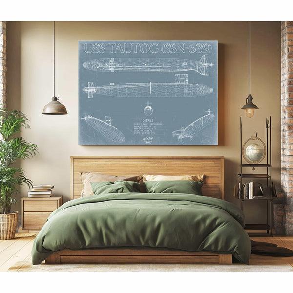 Bella Frye Home & Garden > Decor > Artwork USS Tautog (SSN-639) Blueprint Wall Art - Original Nuclear-powered Attack Submarine Print