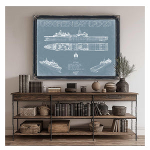 Bella Frye Home & Garden > Decor > Artwork USS Green Bay (LPD-20) Blueprint Wall Art - Original Amphibious Transport Dock Print