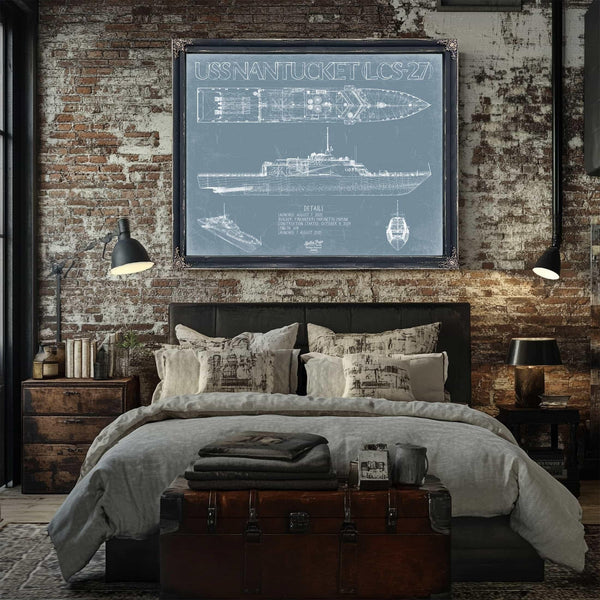 Bella Frye Home & Garden > Decor > Artwork USS Nantucket (LCS-27) Blueprint Wall Art - Original Littoral Combat Ship Print