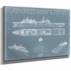 Bella Frye Home & Garden > Decor > Artwork USS Green Bay (LPD-20) Blueprint Wall Art - Original Amphibious Transport Dock Print