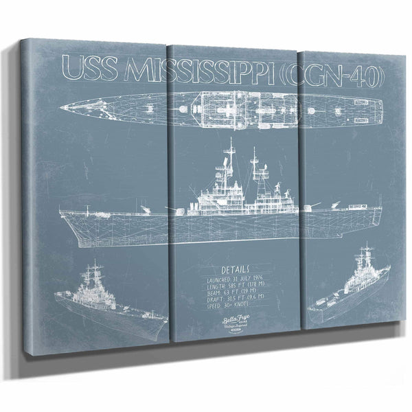 Bella Frye Home & Garden > Decor > Artwork USS Mississippi (CGN-40) Blueprint Wall Art
