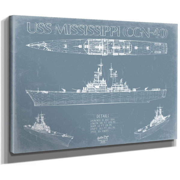Bella Frye Home & Garden > Decor > Artwork USS Mississippi (CGN-40) Blueprint Wall Art