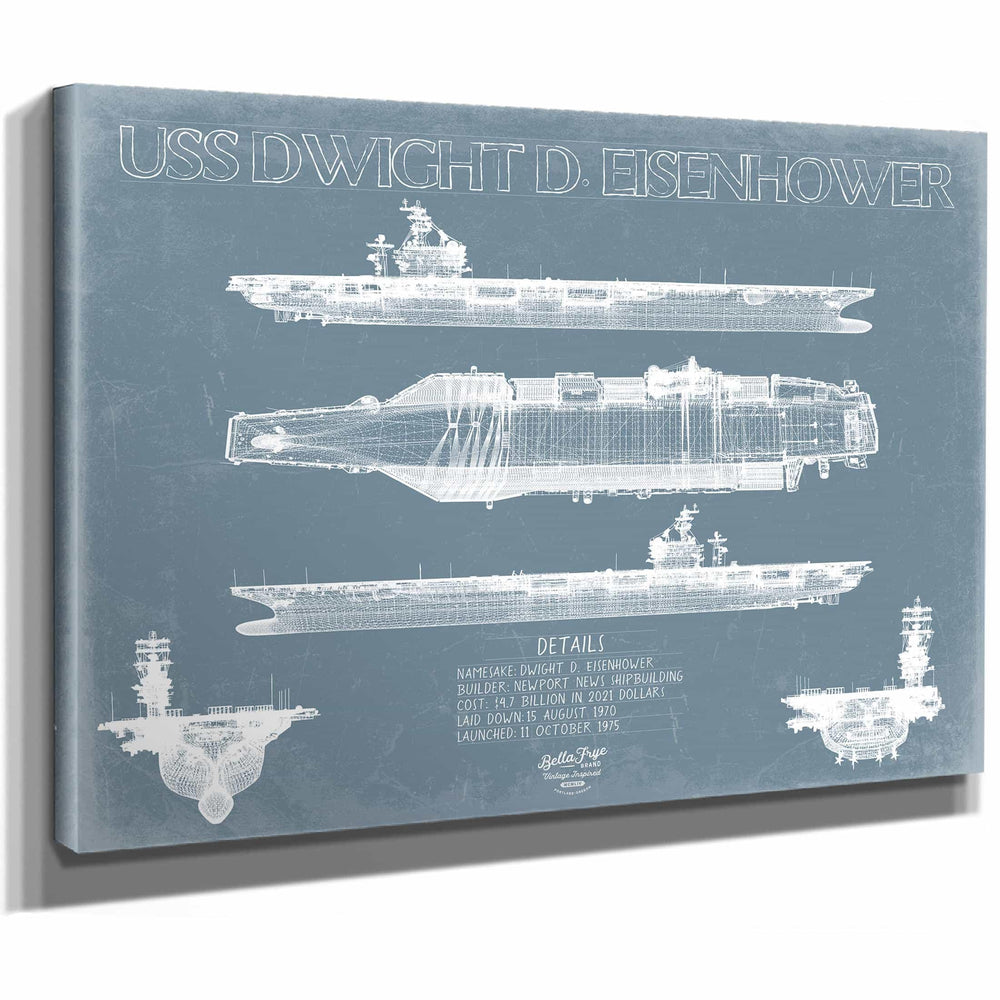 Bella Frye Home & Garden > Decor > Artwork USS Dwight D Eisenhower CVN-69 Blueprint Wall Art - Original Carrier Print