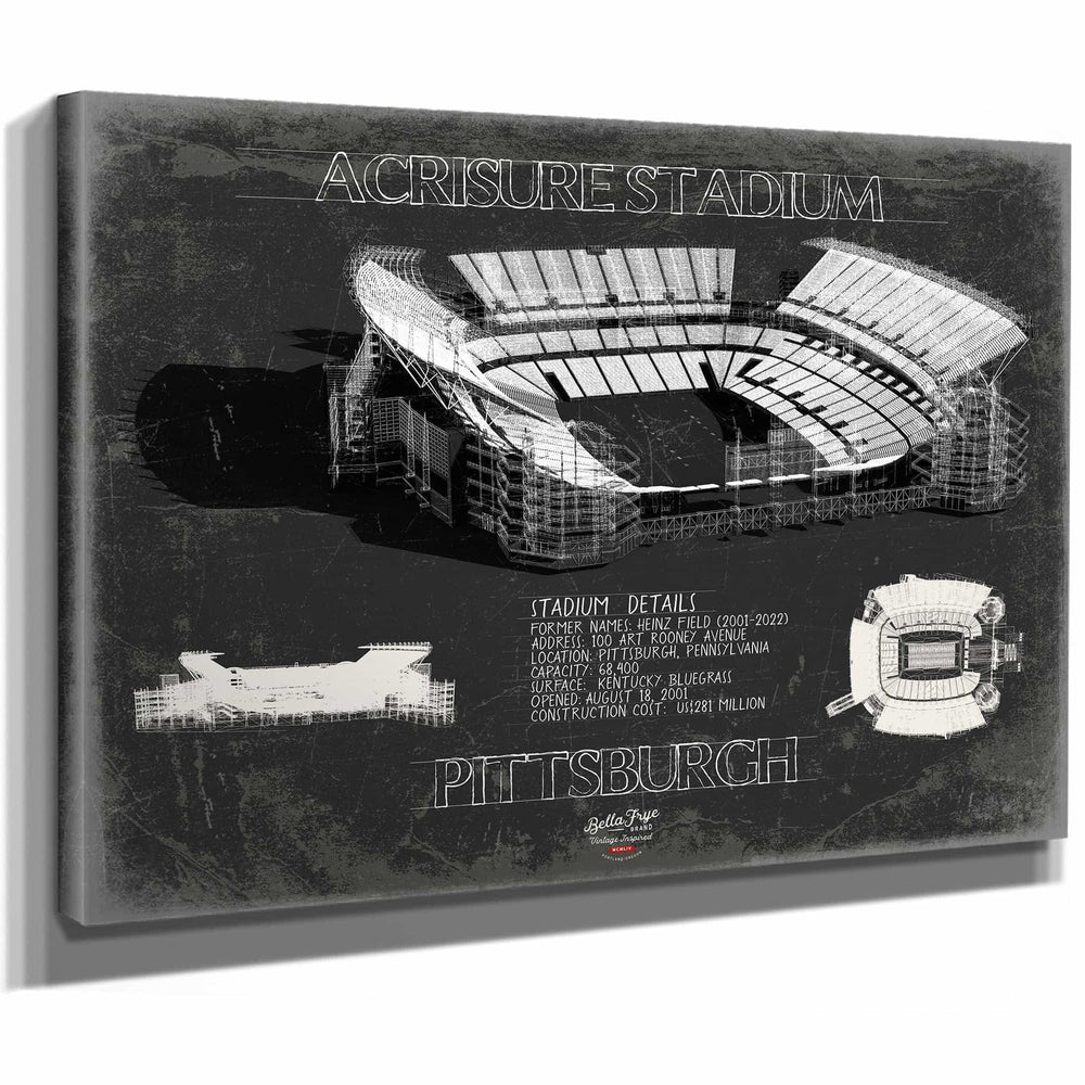 Bella Frye Home & Garden > Decor > Artwork Pittsburgh Wall Art - Acrisure Stadium Print Antiqua Background