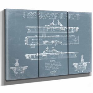 Bella Frye Home & Garden > Decor > Artwork USS Wasp LHD-1 Blueprint Wall Art - Original Carrier Print