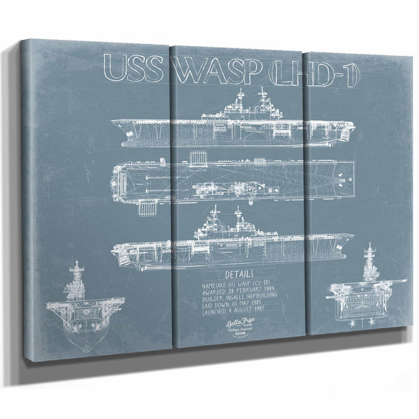 Bella Frye Home & Garden > Decor > Artwork USS Wasp LHD-1 Blueprint Wall Art - Original Carrier Print