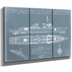 Bella Frye Home & Garden > Decor > Artwork USS Jack H. Lucas (DDG-125) Blueprint Wall Art - Original Guided-Missile Destroyer Print