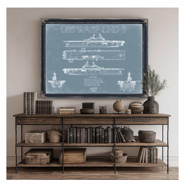 Bella Frye Home & Garden > Decor > Artwork USS Wasp LHD-1 Blueprint Wall Art - Original Carrier Print