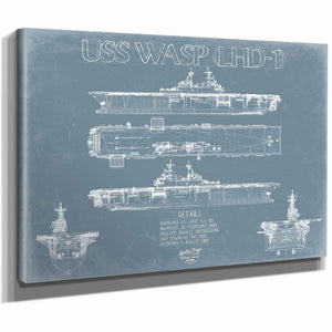 Bella Frye Home & Garden > Decor > Artwork USS Wasp LHD-1 Blueprint Wall Art - Original Carrier Print
