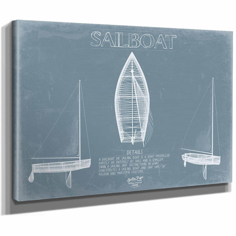 Bella Frye Home & Garden > Decor > Artwork Sailboat Blueprint Wall Art - Original Sailing Maritime Print