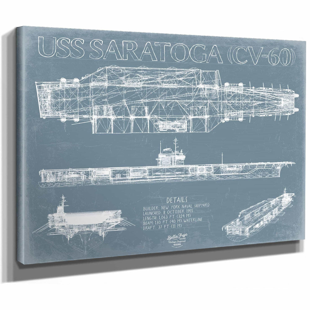 Bella Frye Home & Garden > Decor > Artwork USS Saratoga (CV-60) Blueprint Wall Art - Original Carrier Print