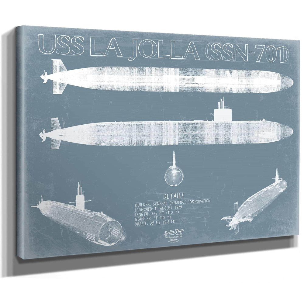 Bella Frye Home & Garden > Decor > Artwork USS La Jolla (SSN-701) Blueprint Wall Art - Original Submarine Print