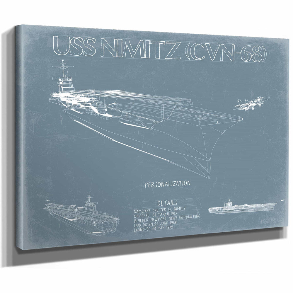 Bella Frye Home & Garden > Decor > Artwork USS Nimitz CVN-68 Blueprint Wall Art - Original Carrier Print