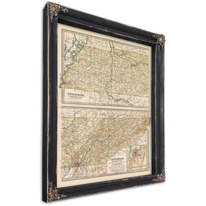 Bella Frye Home & Garden > Decor > Artwork Framed Tennessee Vintage Map - Ornate Embellishment Frame with Print