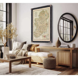 Bella Frye Home & Garden > Decor > Artwork Framed Ireland Vintage Map - Ornate Embellishment Frame with Print