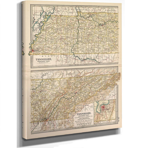 Bella Frye Home & Garden > Decor > Artwork Framed Tennessee Vintage Map - Ornate Embellishment Frame with Print